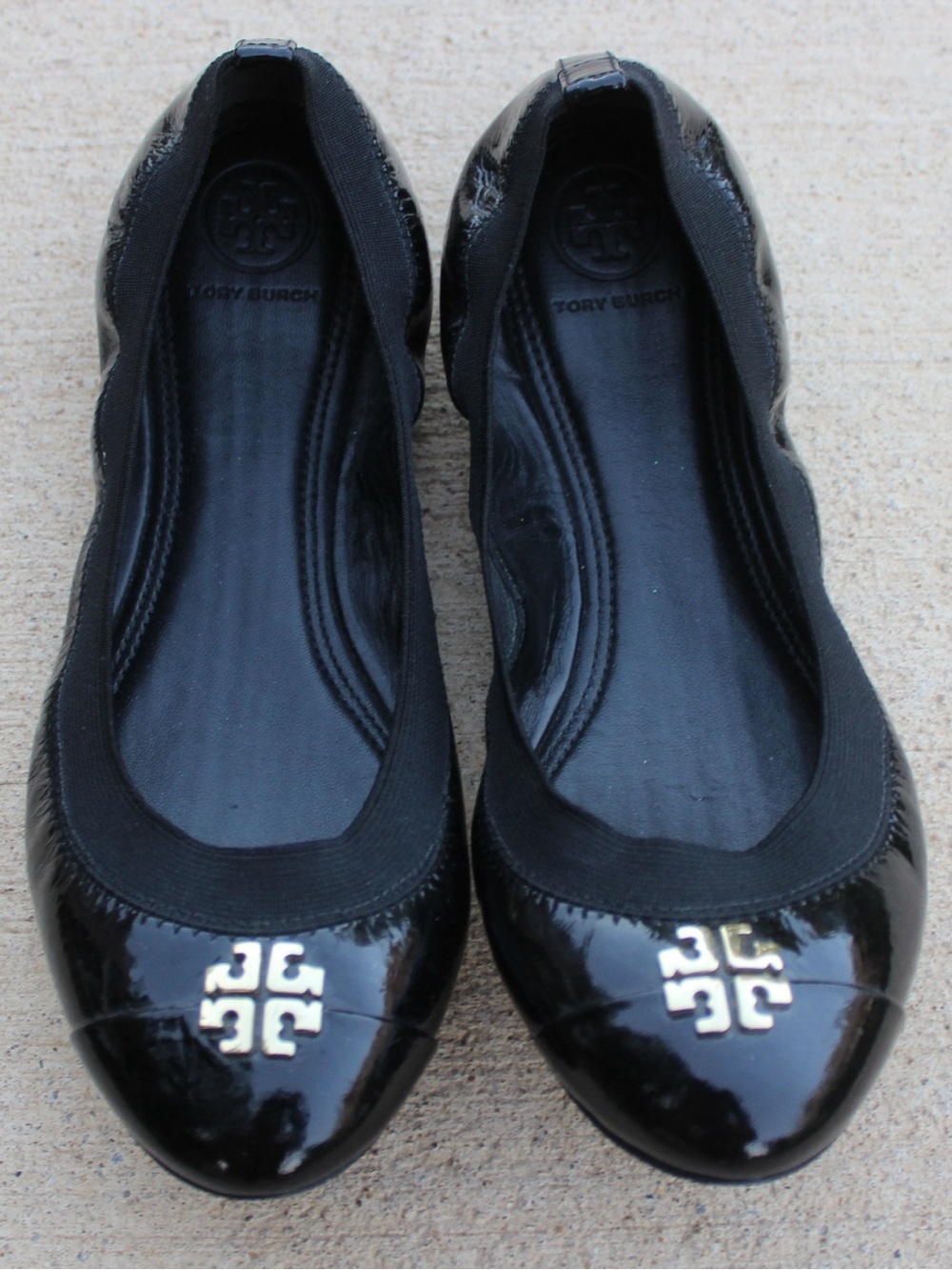 Tory Burch Black Patent Leather Jolie Ballet Flats 7.5